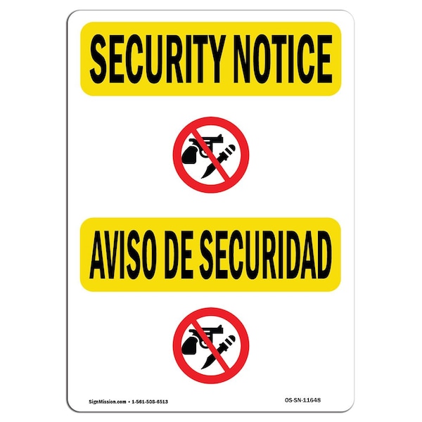 Safety Sign, OSHA SECURITY NOTICE, 3.5" Height, 5" Width, Symbol Only, Landscape, 10PK